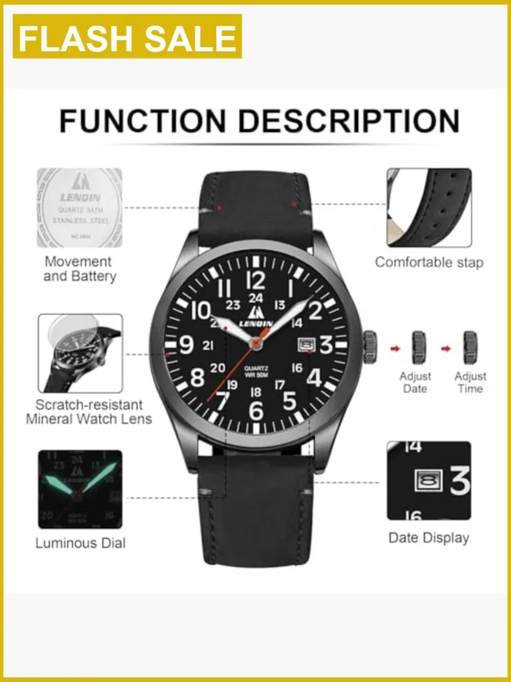 Mens Military Analog Quartz Watch Nylon Strap Date Waterproof Tactical Casual